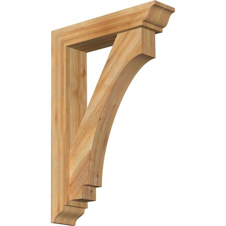 Ekena Millwork Imperial Traditional Rough Sawn Bracket w/ Offset Brace, Western Red Cedar, 6"W x 26"D x 38"H BKT0604X26X38IMP01RWR